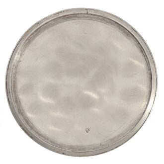 Crafted from platinum, the open faced case is hallmarked twice with the French Platinum hallmark (dog's head) and the rim and bracket are adorned with diamonds