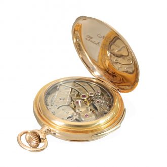 Swiss 18 carat gold and enamel watch with seven complications Circa 1922