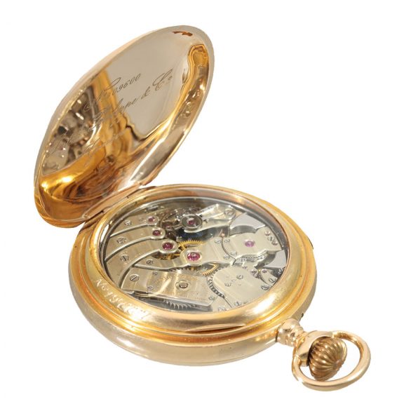 Swiss 18 carat gold and enamel watch with seven complications Circa 1922 Swiss 18 carat gold and enamel watch with seven complications Circa 1922