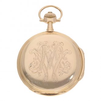 German 18 carat gold Louis XV gold full hunter case watch Circa 1912