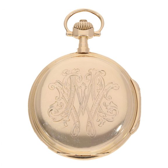 German 18 carat gold Louis XV gold full hunter case watch Circa 1912 German 18 carat gold Louis XV gold full hunter case watch Circa 1912