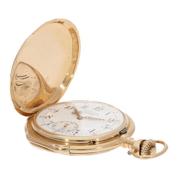 German 18 carat gold Louis XV gold full hunter case watch Circa 1912 German 18 carat gold Louis XV gold full hunter case watch Circa 1912