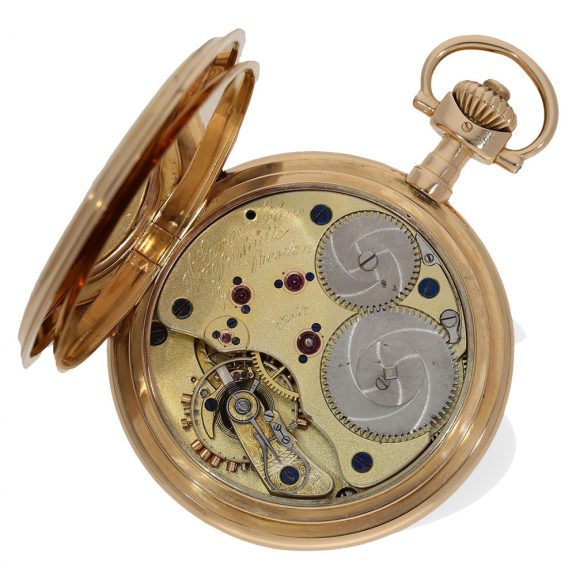 German 18 carat gold Louis XV gold full hunter case watch Circa 1912 German 18 carat gold Louis XV gold full hunter case watch Circa 1912