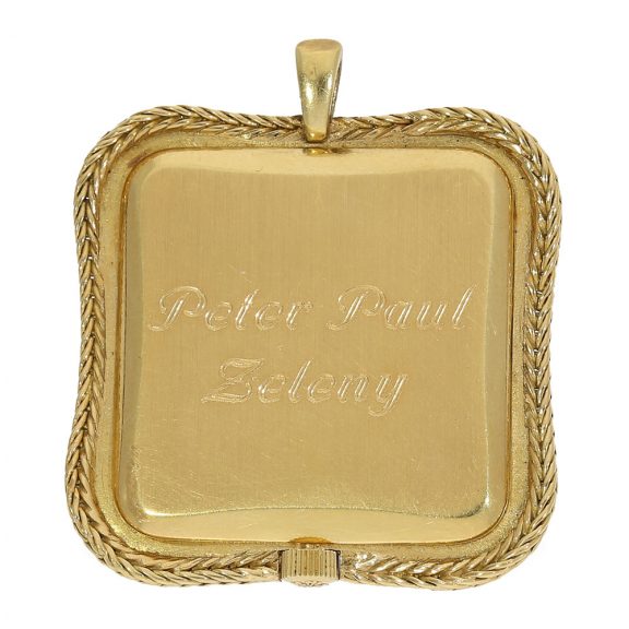 Swiss 18 carat gold pendant watch with double signature Circa 1960 Swiss 18 carat gold pendant watch with double signature Circa 1960