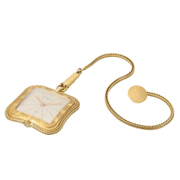 Swiss 18 carat gold pendant watch with double signature Circa 1960 Swiss 18 carat gold pendant watch with double signature Circa 1960