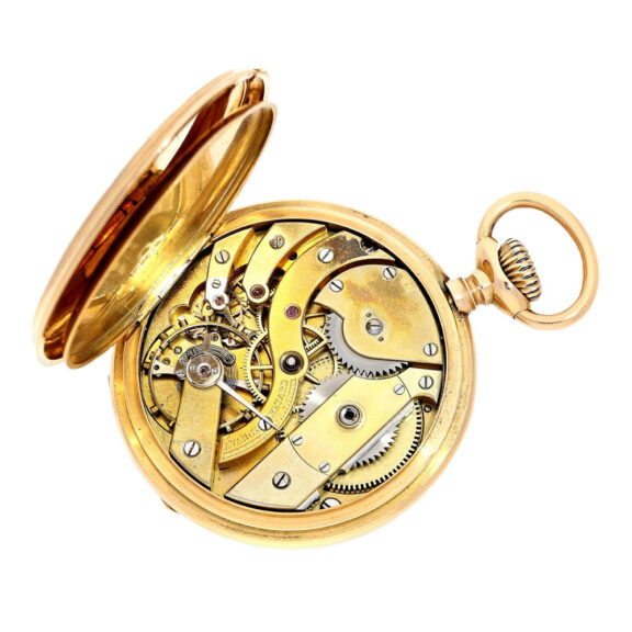 Swiss gold half hunting cased pocket watch Circa 1889 Swiss gold half hunting cased pocket watch Circa 1889