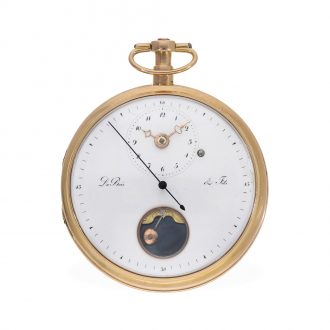 Swiss 18 carat gold watch with mock pendulum Circa 1800