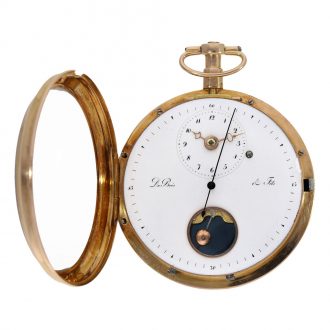 Swiss 18 carat gold watch with mock pendulum Circa 1800
