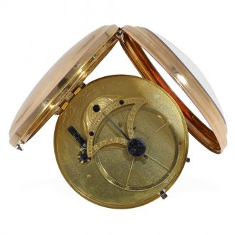 Swiss 18 carat gold watch with mock pendulum Circa 1800