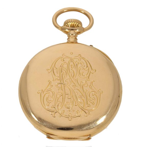Swiss 18 carat gold watch with very unusual dial Circa 1900 Swiss 18 carat gold watch with very unusual dial Circa 1900