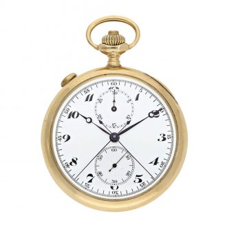 Swiss 18 carat gold split seconds chronograph with register Circa 1920 Swiss 18 carat gold split seconds chronograph with register Circa 1920