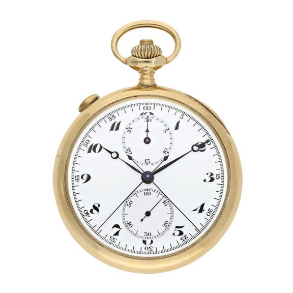 Swiss 18 carat gold split seconds chronograph with register Circa 1920 Swiss 18 carat gold split seconds chronograph with register Circa 1920