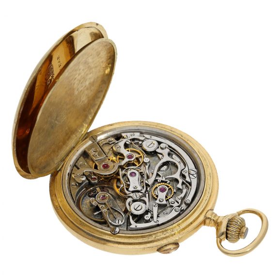 Swiss 18 carat gold split seconds chronograph with register Circa 1920 Swiss 18 carat gold split seconds chronograph with register Circa 1920