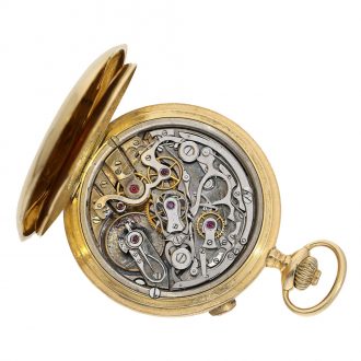 Swiss 18 carat gold split seconds chronograph with register Circa 1920 Swiss 18 carat gold split seconds chronograph with register Circa 1920