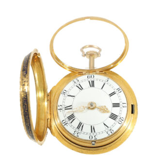 English 22 carat gold enamel double cased watch Circa 1769