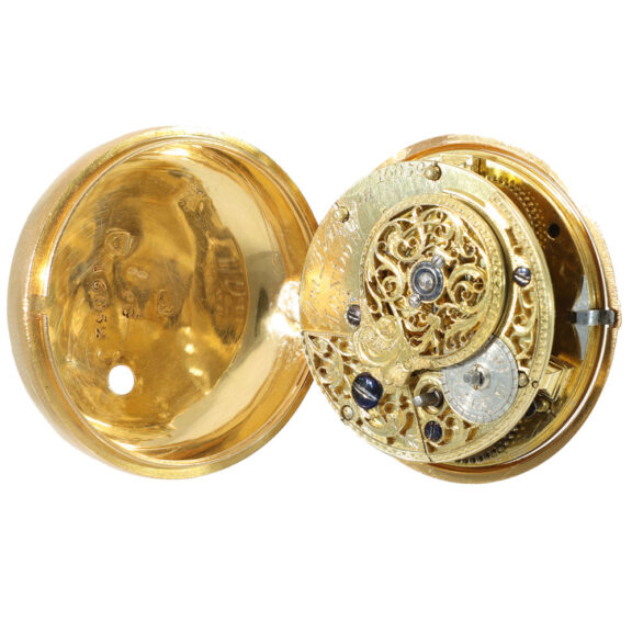 English 22 carat gold enamel double cased watch Circa 1769 English 22 carat gold enamel double cased watch Circa 1769