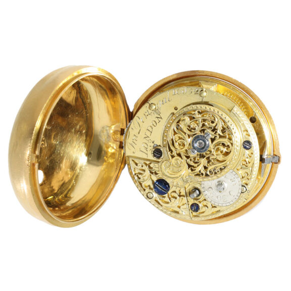 English 22 carat gold enamel double cased watch Circa 1769 English 22 carat gold enamel double cased watch Circa 1769