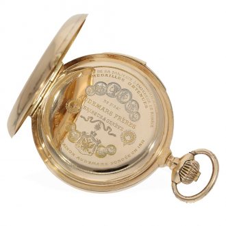 Swiss 14 carat gold savonnette with minute repeater Circa 1900