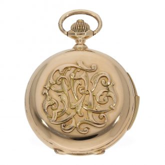 Swiss 14 carat gold savonnette with minute repeater Circa 1900