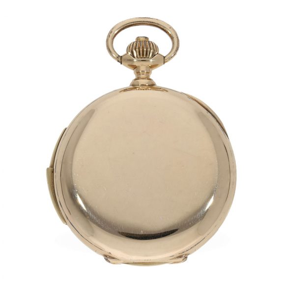 Swiss 14 carat gold savonnette with minute repeater Circa 1900 Swiss 14 carat gold savonnette with minute repeater Circa 1900