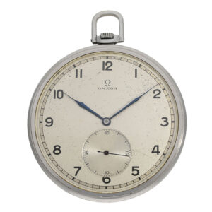 Swiss steel oversized Art déco pocket watch Circa 1935