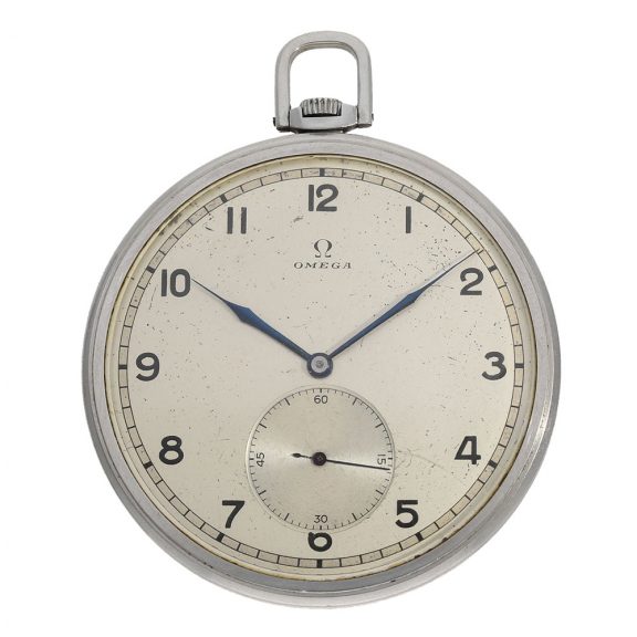 Swiss steel oversized Art déco pocket watch Circa 1935