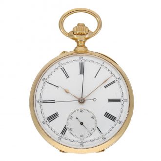 French gold lever pocket watch with chronograph Circa 1890