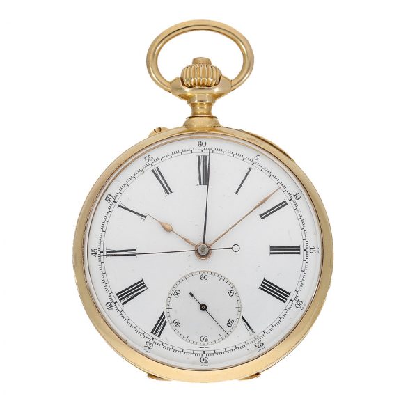 French gold lever pocket watch with chronograph Circa 1890