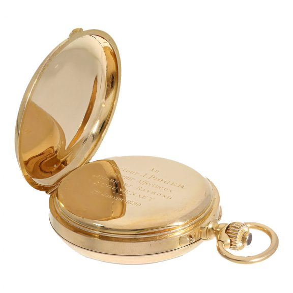 French gold lever pocket watch with chronograph Circa 1890 French gold lever pocket watch with chronograph Circa 1890