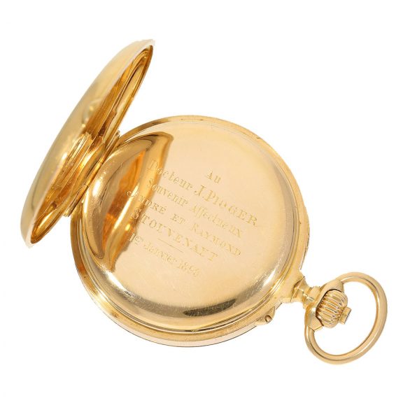 French gold lever pocket watch with chronograph Circa 1890 French gold lever pocket watch with chronograph Circa 1890