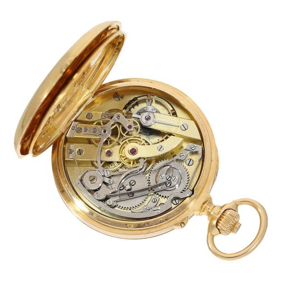 French gold lever pocket watch with chronograph Circa 1890 French gold lever pocket watch with chronograph Circa 1890