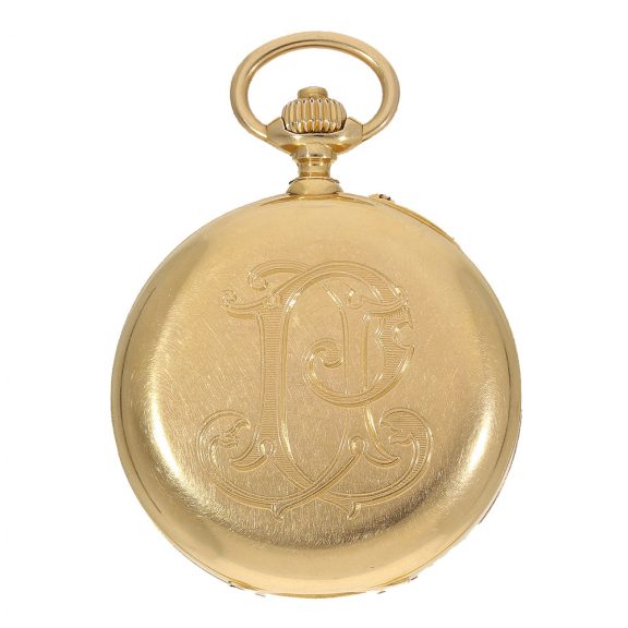 French gold lever pocket watch with chronograph Circa 1890 French gold lever pocket watch with chronograph Circa 1890