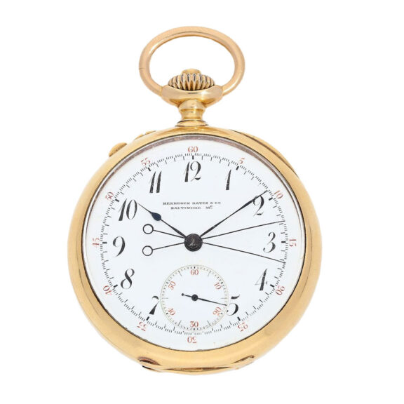 Swiss gold watch with split seconds chronograph Circa 1891 Swiss gold watch with split seconds chronograph Circa 1891