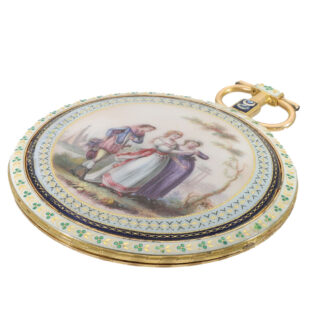 French 18 carat gold and exquisite enamel watch Circa 1780