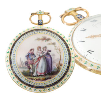French 18 carat gold and exquisite enamel watch Circa 1780