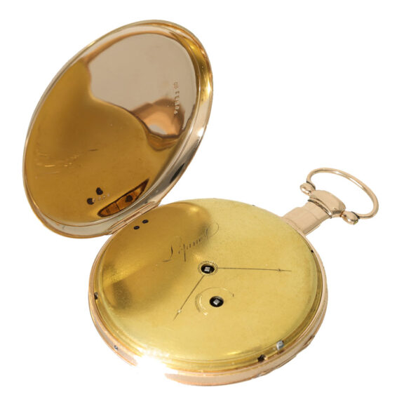 French 18 carat gold and enamel cylinder repeater watch Circa 1840 French 18 carat gold and enamel cylinder repeater watch Circa 1840