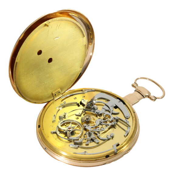 French 18 carat gold and enamel cylinder repeater watch Circa 1840 French 18 carat gold and enamel cylinder repeater watch Circa 1840