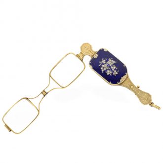 Swiss gold, enamel and diamond set lorgnette watch Circa 1848 Swiss gold, enamel and diamond set lorgnette watch Circa 1848