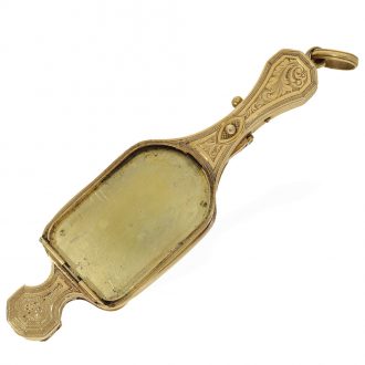 Swiss gold, enamel and diamond set lorgnette watch Circa 1848 Swiss gold, enamel and diamond set lorgnette watch Circa 1848