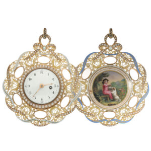 Swiss 18 carat gold gold and enamel pendant watch Circa 1780