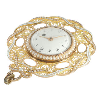 Swiss 18 carat gold gold and enamel pendant watch Circa 1780