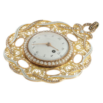 Swiss 18 carat gold gold and enamel pendant watch Circa 1780