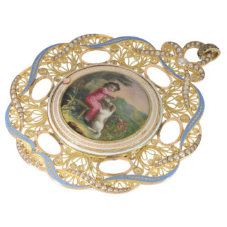 Swiss 18 carat gold gold and enamel pendant watch Circa 1780