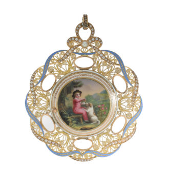 Swiss 18 carat gold gold and enamel pendant watch Circa 1780