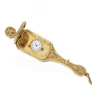 Fine Swiss 18 carat gold lorgnette with concealed watch Circa 1850