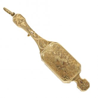Fine Swiss 18 carat gold lorgnette with concealed watch Circa 1850