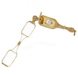 Fine Swiss 18 carat gold lorgnette with concealed watch Circa 1850