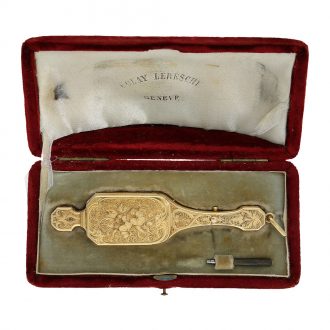 Fine Swiss 18 carat gold lorgnette with concealed watch Circa 1850