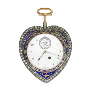 Swiss 18 carat gold and enamel heart form watch Circa 1790