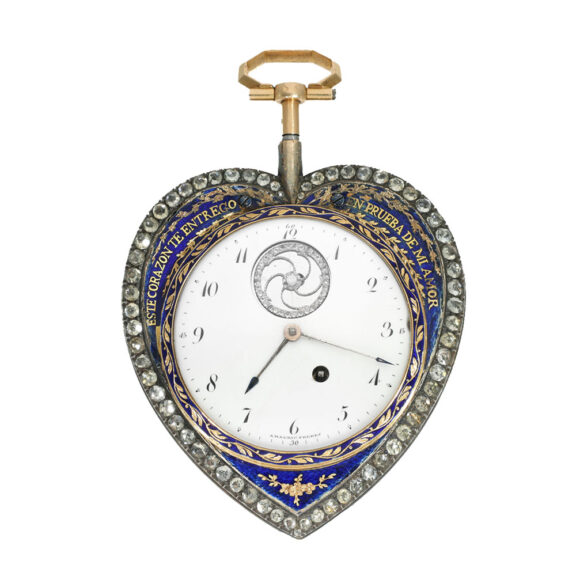 Swiss 18 carat gold and enamel heart form watch Circa 1790